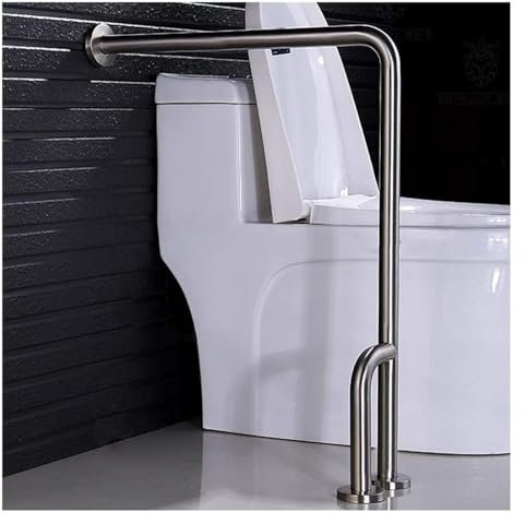 JWQPAD Barra de Apoyo Pasamanos Inodoro Pasamanos de Acero Inoxidable, Pasamanos de Piso Baño Ancianos Discapacitados Asistente Pasamanos Bañera Soporte de Ducha Agarradera/Izquierda