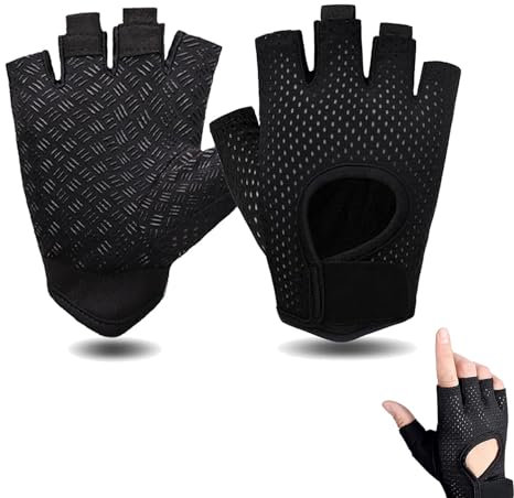 Mikiuly Guantes Gimnasio,Guantes Levantamiento Pesas,Guantes de Gimnasio,Guantes de Fitness para Hombre y Mujer,Transpirables,para Entrenamiento,Fitness,Ciclismo,Negro
