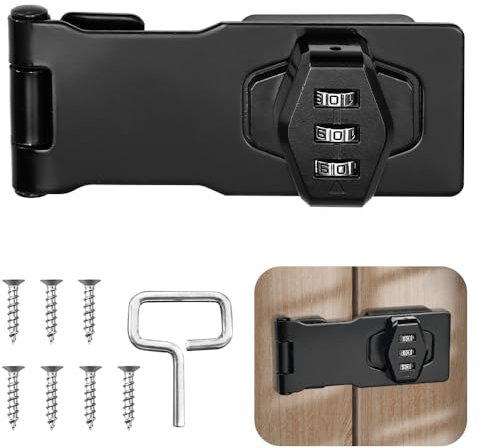 LANSKYLAN Cerrojo de Seguridad con Cerradura, Cerradura de Armario con Llave 4 Pulgadas, Cerrojo de Candado, Cerradura de Gabinete Candado con Tornillos para Puertas Pequeñas, Armarios, Ventanas