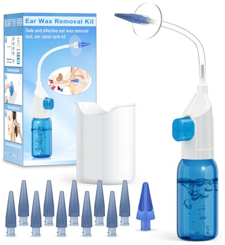 Ear Wax Removal Kit, Ear Cleaning Kits Manual Safe Ear Irrigation Flushing System, Effective Ear Cleaner Earwax Removal Kit, Ear Wax Removal Tool with Ear Basin and 10 Ear Tips