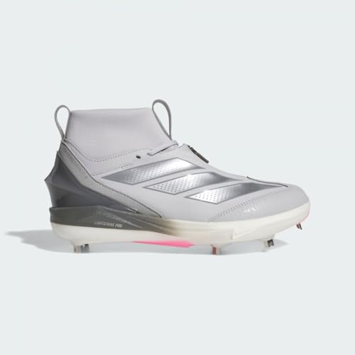 adidas Men's Adizero Impact+ 2.0 Mid Top Baseball Cleats Sneaker, Team Light Grey/Silver Metallic/Team Grey, 11