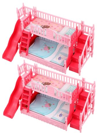 SUPVOX 2 Miniature Letti per Bambole Mobili per Casa delle Bambole Accessori Impilabili per Camera Gioco Compatibili con Diverse