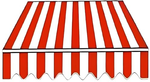 Toldos Manuales de Jardín, Tela de Repuesto Toldo de Patio Cubierta Superior Retráctil Parasol para Exteriores Lona Resistente A Los Rayos para Patio, Terraza, Balcón(Red White,6.5x5ft/200x150cm)
