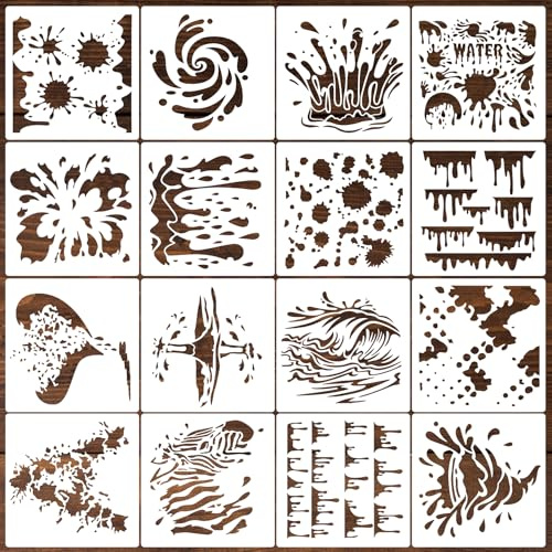 16 stencil per graffiti: stencil con schizzi di vernice spray e macchie per scarpe per pittura artistica fai da te su legno, tela, carta, tessuto, pavimento, parete