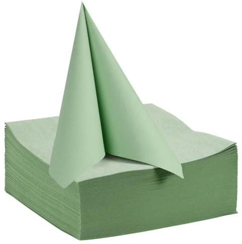 Aolso Salvia gröna servetter 40 x 40 cm, 50 mjuka gröna pappersservetter, Airlaid-servetter, tygliknande, premium bordsdekoration för bröllop, nattvardsgång och födelsedag