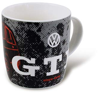 BRISA VW Collection Volkswagen tazza in Ceramica da tè, caffè, latte, cappuccino, GTI design (370 ml/GTI Fronte/Nero)
