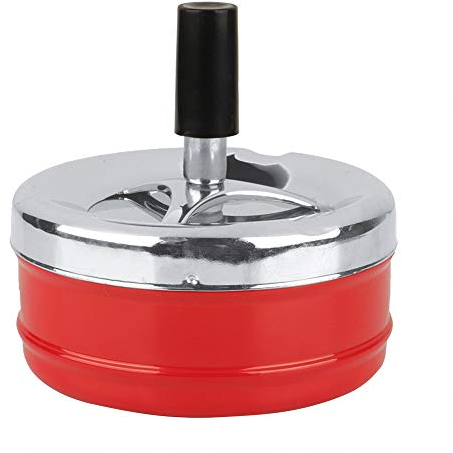 Posacenere girevole, Posacenere Chiuso da Esterno, Posacenere da interno all'aperto per fumatori Posacenere in metallo con cablaggio rotondo Push Down per Uffici, bar, Balconi(Rosso S)