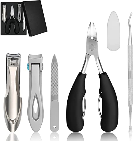 SkmGol Nagelzange für Starke Fußnagel Set, Profi Edelstahl Nagelknipser für dicke Nägel Fußnägel und Fingernagel, scharfe und dauerhafte Nagelschere für Senioren und Männer Frauen