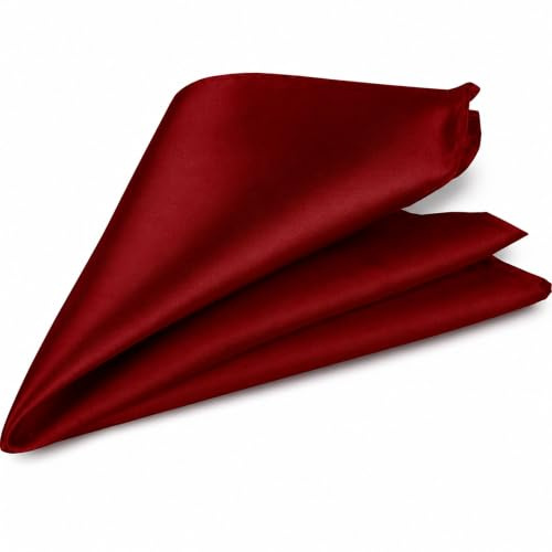 WedDecor Burgundy Men's Pocket Square Plain Formal Suit Handkerchief