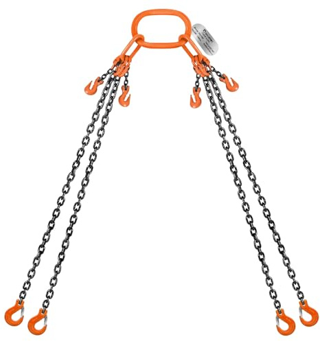 SALUINOKI Lift Chain Sling with Hooks 10Ft 4 Way x 5/16 inch 11000lbs 5 Ton for Chains Lifting