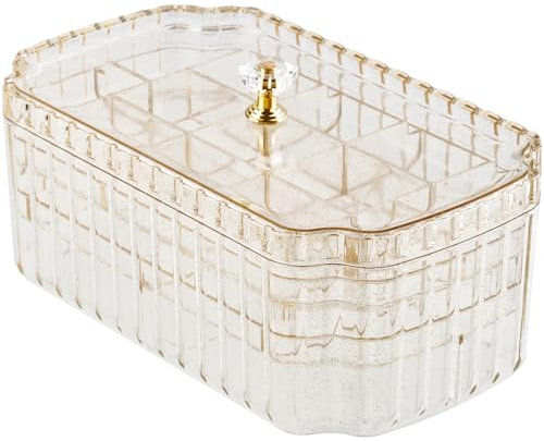 NiHome 3-Layer Plastic Storage Box Jewellery Boxwith Elegant Gold Handle, Efficient Storage Versatile for Earrings, Rings, Bracelets & Watches, Stylish Multi-Functional Accessory Holder