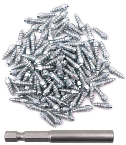 Ieron 100 pcs Screw in Tire Studs, 4x12 mm Wheel Tyre Studs for Winter Snow Tire Spikes with Installation Tool, for Mountain bikes, Electric Vehicles, Scooters, Motorcycles, Cars