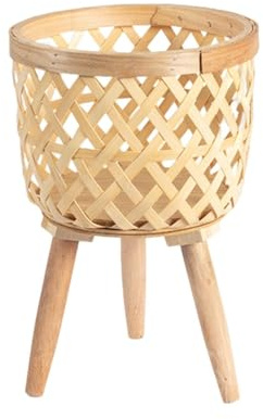 Cesto de mimbre para interior y exterior con patas desmontables, cubierta tejida para macetas para todo tipo de clima, contenedor para plantas, macetero para plantas de 27 cm (A, Talla única)