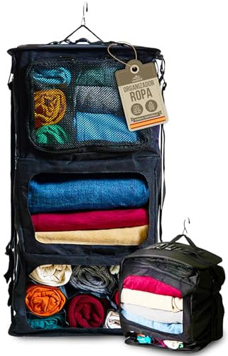 ORGANIZADOR MALETA Y MOCHILA PREMIUM COLGANTE PLEGABLE | Armario Portátil Viaje Ideal para Cabina de Avión Vueling y Más de 40x30x20 | Packing Cubes Compresión | Bolsas Organizadoras