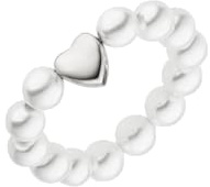 Purelei Lovely Ring – elastisk pärlring med hjärta – Ångetiet Fidget damring – mussla pärlor och rostfritt stål – storlekar S/M/L – 18K guldpläterad – handgjorda smycken, Small, Rostfritt stål, Ingen