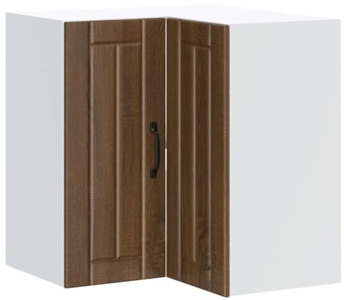 Tomostar Meuble d'angle Haut de Cuisine, Armoire Suspendue Cuisine Armoire d'angle Murale Lucca chêne Marron 57 x 57 x 60 cm
