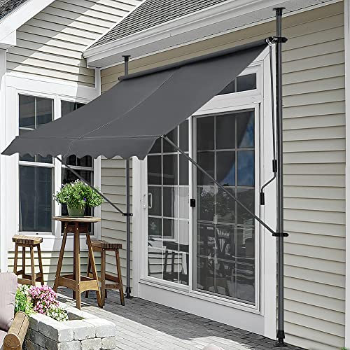 pro.tec Toldo Retráctil Stem Toldos Exterior Terraza Balcón Ajustable en Altura Manual Resistente Protector de Sol Sin Taladrar Acero/Poliéster 150 x 120 x 220-309 cm - Gris