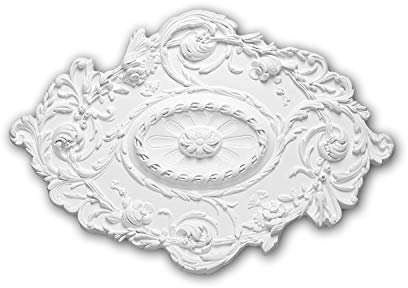 PRO[f]home® - Rosace 156029 Élement décorative Élement pour plafond style Rococo-Baroque blanc 76,7 x 53,2 cm Profhome
