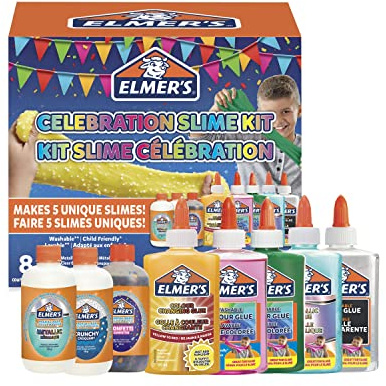 Elmer's kit Slime Célébration | Liquide magique activateur de slime et colles inclus | 8 pièces