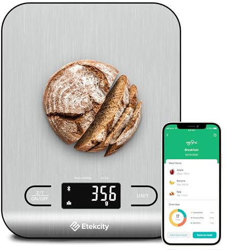 Etekcity Food Nutrition Kitchen Scale, Digital Grams and Ounces for Weight Loss, Baking, Cooking, Keto and Meal Prep, Large, 304 Stainless Steel