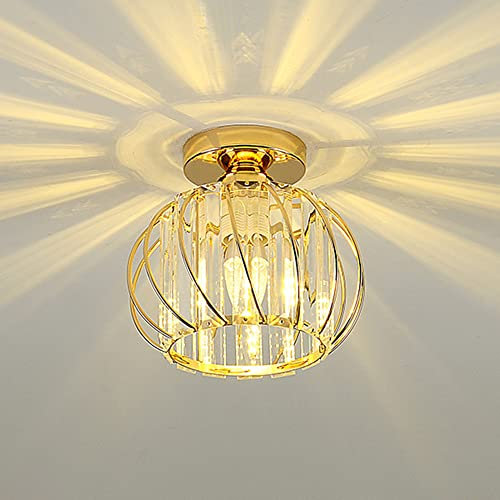 Mengjay Plafonnier moderne en cristal, E27 Lampe de Plafond à LED, mini lampadaire en cristal pour cuisine salle de camping entrée couloir chambre à coucher (A)