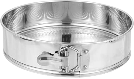 Jopesa Molde Desmontable de Acero Inoxidable Antiadherente for Tarta de Queso con Fondo extraíble Redondo con Forma de Resorte for Hornear de 10 Pulgadas/2 (Color : Silver, Size : 28X28CM)