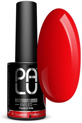 Esmalte de Uñas UV Híbrido HOLLYWOOD - Esmalte semipermanente - Superficie lisa - Esmalte semipermanente profesional - Durabilidad hasta 3 semanas - 11 g - R1 - Rojo