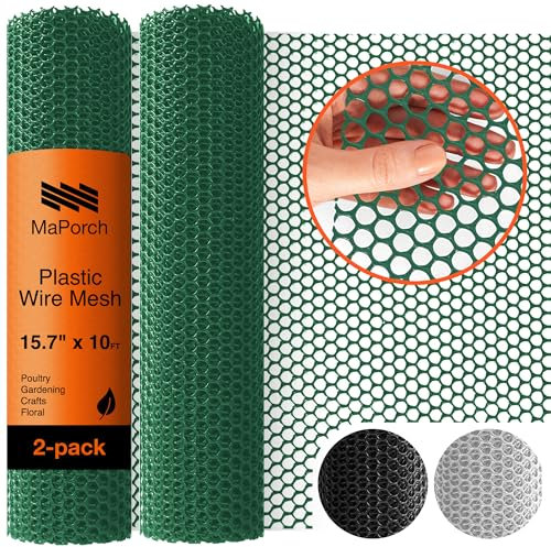 Clôture en Treillis métallique en Plastique MAPORCH (2-Pack Hunter Green 38CM x 304CM)