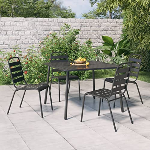 ZEYUAN Gartentisch, Buffettisch, Garten Esstisch, Multifunktionstisch, Terrassentisch, Picknicktisch, Spieltisch, Flohmarkttisch, Anthrazit 100x100x71 cm Stahl