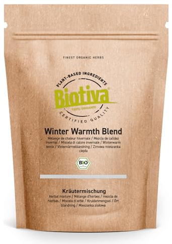 Miscela di tisana biologica Winter Warmth Blend 100g - Foglie di verbasco e timo - Vegana - Qualità 100% biologica - Imbottigliata e ispezionata in Germania - Biotiva