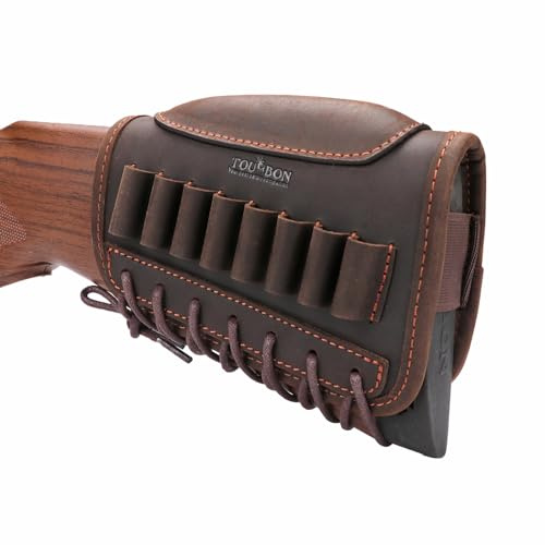 Tourbn äkta läder gevär buttstock ammoväska justerbart kindstöd