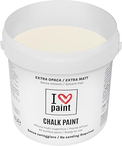 I LOVE CHALK PAINT color Marfil 4 litros - Pintura a la tiza para muebles, paredes y objetos sin lijado - Sin disolventes ni formaldehído - Pintura para decoración efecto tiza a base de agua