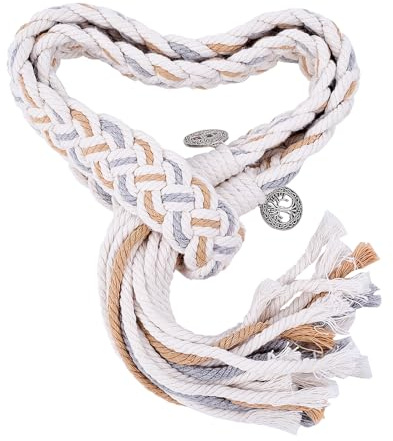 NICENEEDED Cordón de Unión de Manos Bodas, Lazo de Boda Rústico Lazos, Cuerda de Boda de Algodón con Colgantes, Patrón Celta Tradicional