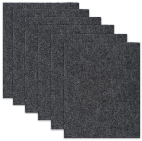 6 Pezzi Feltrini Adesivi,16 x 20 cm Moquette Adesiva Auto Feltro Autoadesivo Forte,4 mm di Spessore Feltro Adesivo Sottosedie Quadrati Pad Protettivi Antiscivolo per Arredi- Grigio Scuro