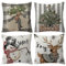 FYJCXCMP 4er Set Kissenbezüge Winter Rentier 45 x 45 cm Baum LKW Handschuhe Winterurlaub Polyester Leinen Dekorative Kissenhülle Zierkissenbezüge für Sofa Winter Dekoration