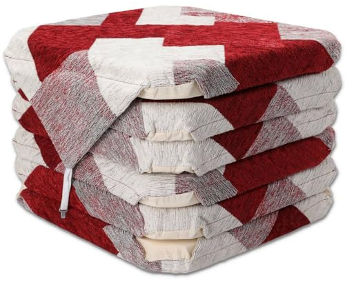 Casatessile Cuscino coprisedia Imbottito con Alette STYLO Cuscino Sedia Cucina Sfoderabile - Bordeaux, Set 6 PCS