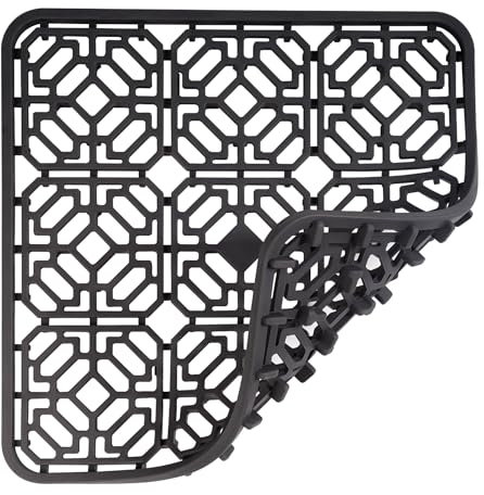 MOLEDINO Spülbeckeneinlage 30x30 cm, Silikon Spülbeckenmatte Spülmatte für Spülbecken Matte mit Stützfüßen, Hitzebeständig und Rutschfest Abtropfmatte für Küche Narbeitsplatte (Dunkelgrau)