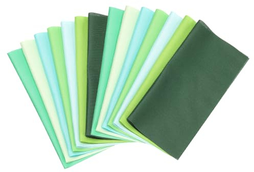PATIKIL Paquetes de Tela de Algodón, 14 Piezas de 20 X 20 Cm Cuadrados de Tela de Color Sólido Precortados para Coser Patchwork Quilting Manualidades, Verde