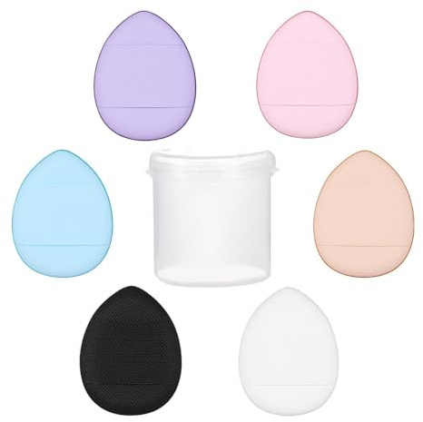 Puffle de doigt - 6 pièces sous les yeux, ensemble d'applicateurs de visage - petites éponges réglées par poudre avec coussin d'air - mélange de maquillage de beauté doux pour fond de teint, poudre, s