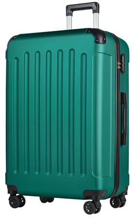 yonsly® Koffer Suitcase XL Dunkelgrün, Trolley Reisekoffer, Rollkoffer Handgepäck mit 4 Rollen 360°, ABS Hartschalen, Sicherheitsschloss, Weicher Gummigriff, 210D-Futter