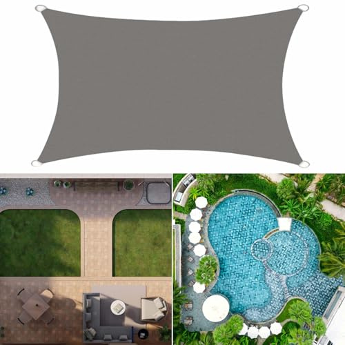 Sonnensegel, 3 x 6 cm, wasserdicht, UV-beständig, für Terrasse, Deck, Pergola und Hinterhof, wetterfeste Sonnenschutzplanen für maximalen Schutz