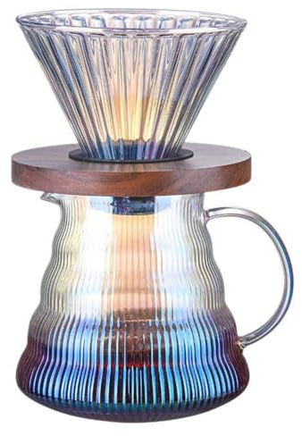 EdirFtra Set per caffettiera pour Over, caffettiera in Vetro borosilicato, caffettiera con capacità Larye, gocciolatore per caffè in Vetro borosilicato, 600 ml