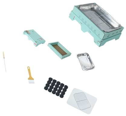 Snorvixre Set per barbecue usa e getta, telaio in acciaio inox, capacità di cottura uniformi, carbone per falò cortile, cottura di griglie usa e getta con acciaio inossidabile
