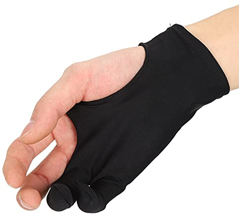 Pissente Målarhandskar med 2 Fingrar, Nylon Anti-Mistouch Sketch Handskar för Artister, Bekväma och Andas för Vänster och Höger Hand (S)