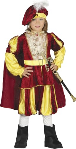 GUIRCA Costume da re in Vellutino Rosso e Giallo per Bambino 5-6 Anni (110-115 cm)