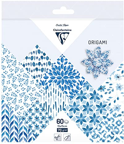 Clairefontaine 95349C Pack mit 60 Bögen Origamipapier (70 g, 15 x 15 cm, Shibori) 1 Pack