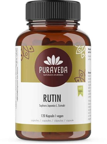 Biotiva Rutin hög dosering – 120 kapslar – 95 % rutin – 550 mg Sophora japonica L.– japansk nötta – toppdosering – vegan – tillverkad och kontrollerad i tyska