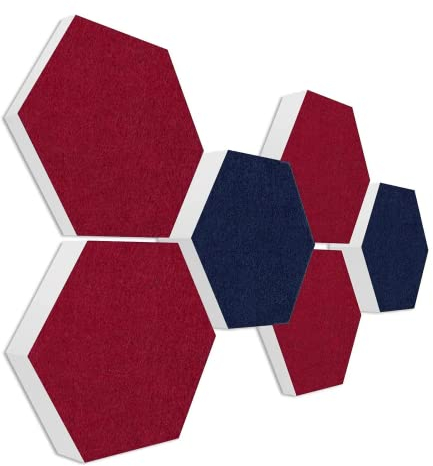platino24 Schallabsorber COLORE aus Basotec G+ I Akustikpaneele mit Akustikfilz I 3D Wand-Paneele mit 6 Waben in Bordeaux & Nachtblau I Akustikplatten zur Schalldämmung in Büro, Studio & Wohnung