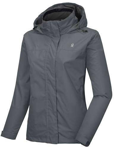 Little Donkey Andy Veste de pluie imperméable coupe-vent légère pour femme, Femme, A7. Gris., Large