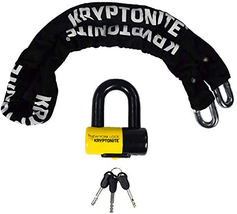 Kryptonite New York Legend 1515 Bike Chain Lock, 5 Feet Long 14.5mm Steel Chain 14.7 Pounds Heavy Duty Anti-Theft Bicycle Chain Lock with Keys, 10/10 Security Rating for E-Bike, Motorcycle, E-Scooter